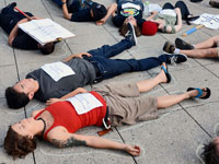 Die-in Staged in Santa Cruz to Protest Israel's Assault on Gaza
