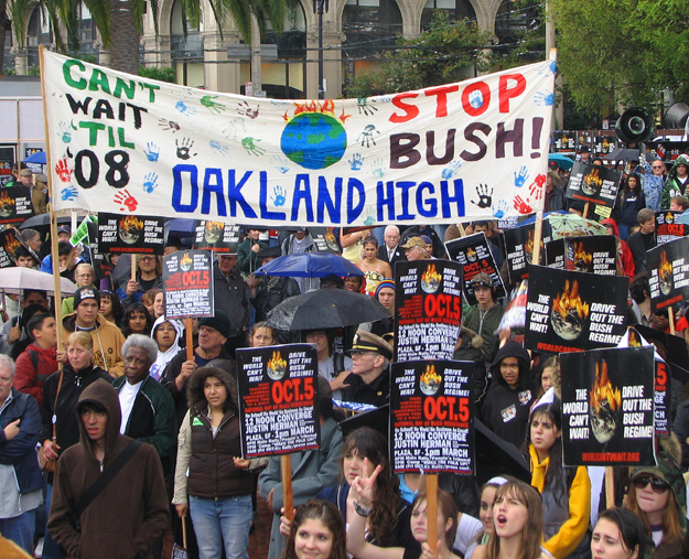 Thousands braved the cold rain in San Francisco today to say "Bush Step Down"  and "Drive Out the Bush Regime".
As part of a "national day of mass resistance" San Francisco was one of of over 2
