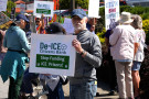 Human rights and immigration reform activists in Marin County protested at the Citizens Private Bank office calling for the bank to sever...