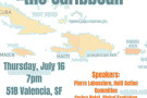 Map of the Caribbean with event title and list of speakers & musicians