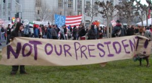 Hundreds of thousands to say, "He's not my president!"