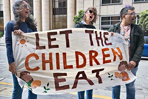 Noise Demo at Padilla's Office Demands End to Starvation in Gaza