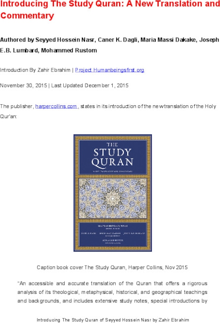 the study quran a new translation and commentary