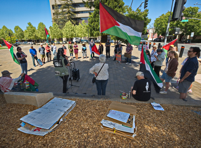 There is an active anti-war protest movement in Santa Rosa