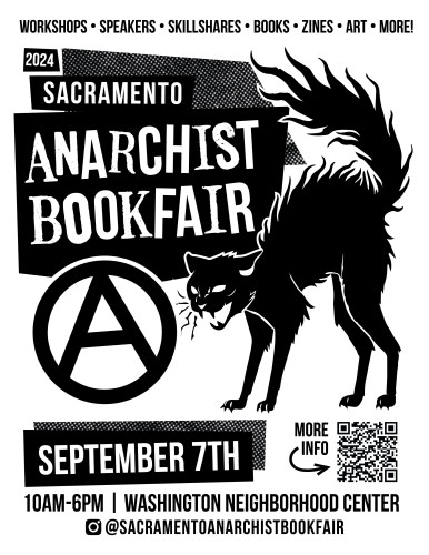 Sacramento Anarchist Bookfair Flyer with QR Code