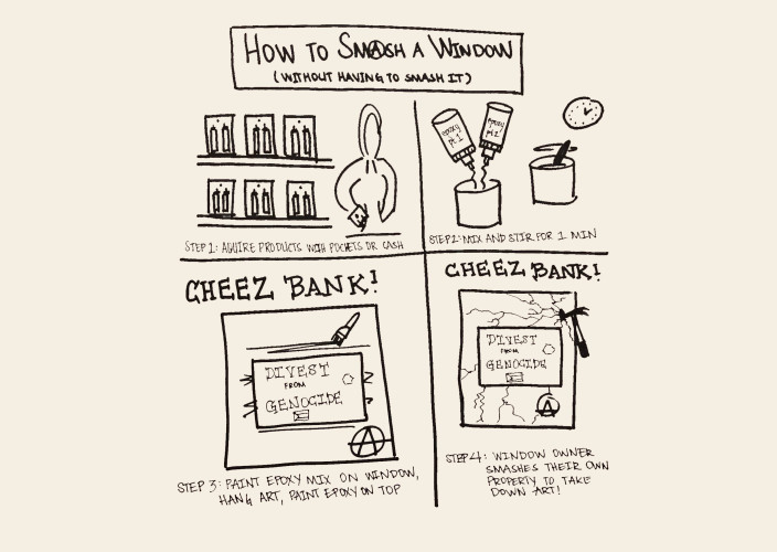an illustrated guide on how to get a business to break its own windows