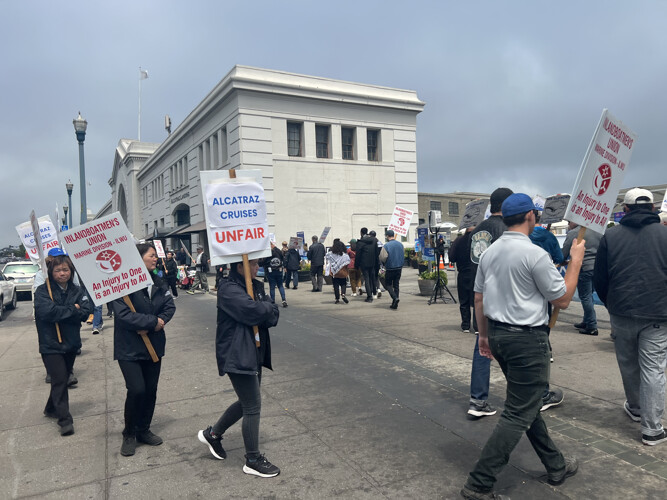 Picket Line At Alcatraz Cruises