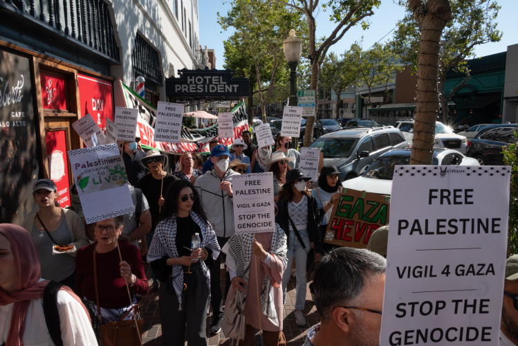 On July 21 hundreds rallied then marched through downtown Palo for Palestine  