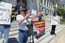 A rally was held at San Francisco City Hall on August 1, 2024 to protest the arrest of homeless and those with health care problems by Ma...