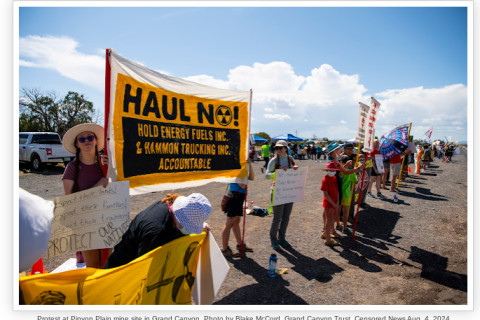 Havasupai were joined by Native Americans from throughout the region to protest Energy Fuels uranium mine at the mine site in the Grand C...