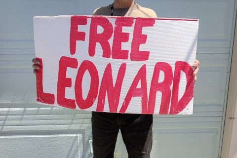 Shane Gray Has made Thousands of  Free Leonard Signs In The San Francisco Bay Area To Make The Public Aware  Of Leonard Peltier  Being  A...