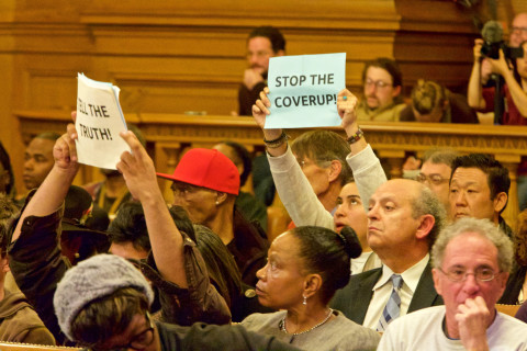 Protest At Board Of Supervisors Against Hunters Point Cover-up