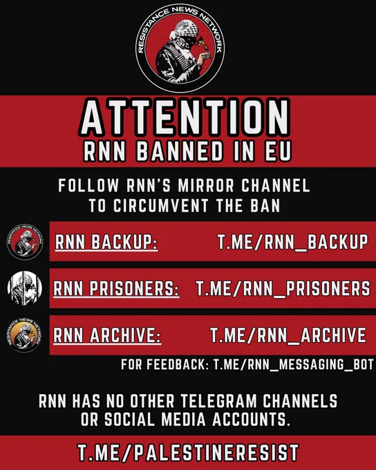 Image announcing the ban, backup channel, & related RNN channels.