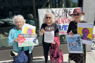 peace activists at Adam Schiff event in Oakland