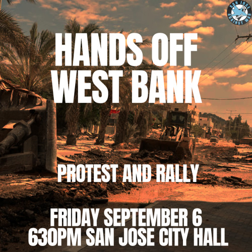 Flyer for Hands Off West Bank protest