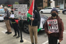 protesters at the Apple store in Emeryville