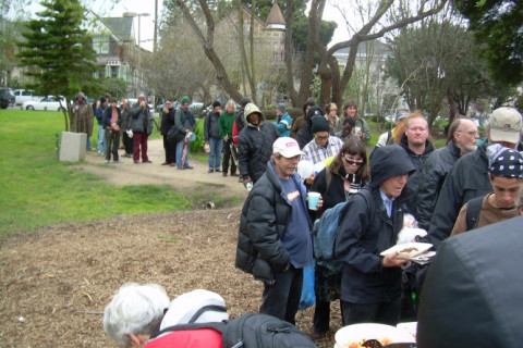 Tamara Keith Of NPR &amp; PBS Used To Reside Near People's Park At 2646 Hillegass Ave: Food Not Bombs Feeding People at People's Park: 