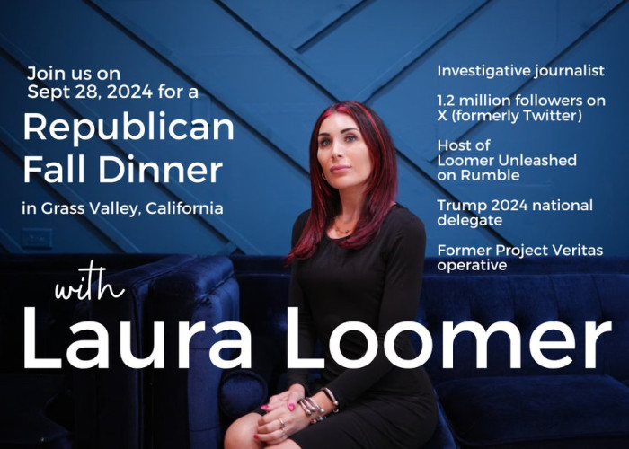 Flyer for Laura Loomer event in Grass Valley