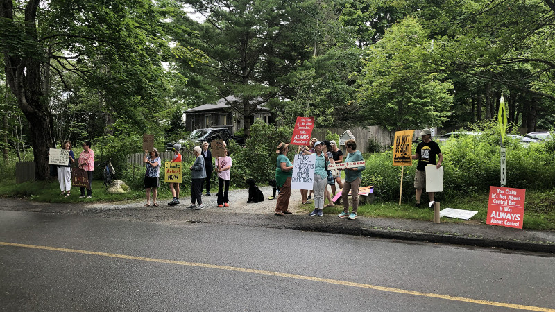 Protesters In Front Of The Home Of Billionaire Leonard Anthony Leo: