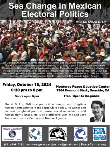 Monterey Peace and Justice Center, 1364 Fremont Blvd., Seaside, CA 93955. between Sonoma Ave and Hamilton Ave. Ample, free street parking.