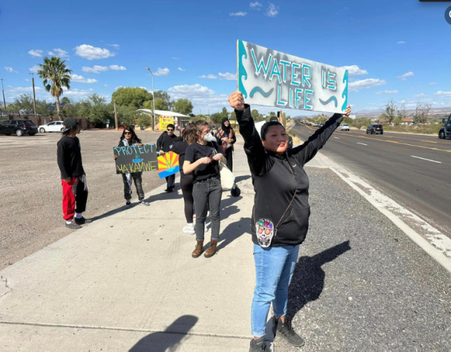 "Water is Life!" Hualapai said as they marched on Saturday to protect their ceremonial place from a lithium mine. The Hualapai Tribe file...