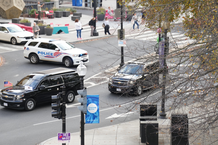 Kamala Harris motorcade on the way to Howard University where she delivered her concession speech.