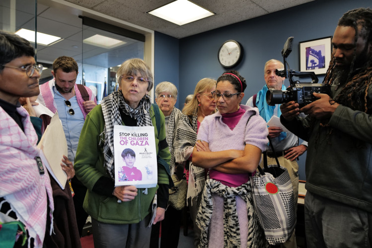 Activists from Code Pink visited Senate offices today in seeking support for Senator Bernie Sanders Joint Resolutions of Disapproval for ...