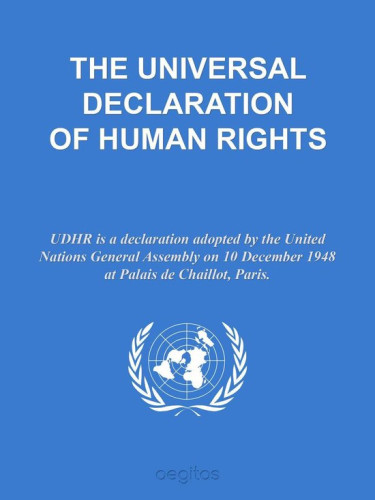 cover of the Universal Declaration of Human Rights (UDHR) pamphlet listing all 30 articles of the UDHR