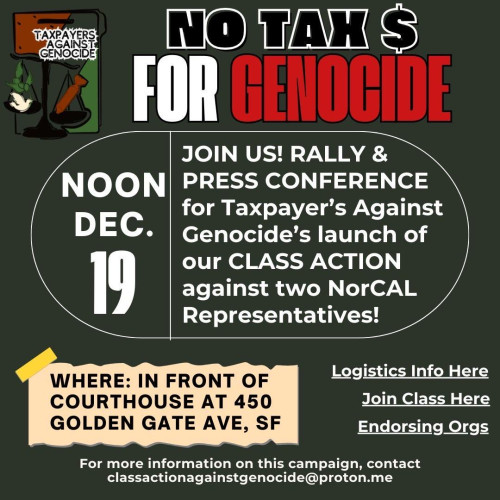 No Tax for Genocide: Press Conference and Rally!