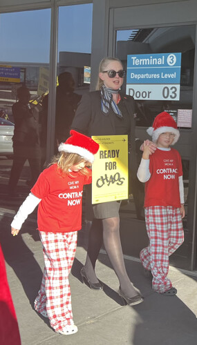 A UAL AFA flight attendant with her children