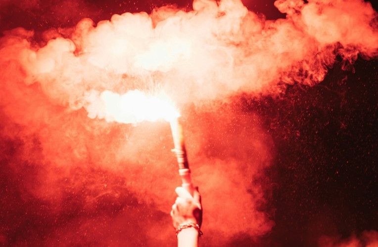 Man Holding Fireworks: Celebrations After France World Cup Victory