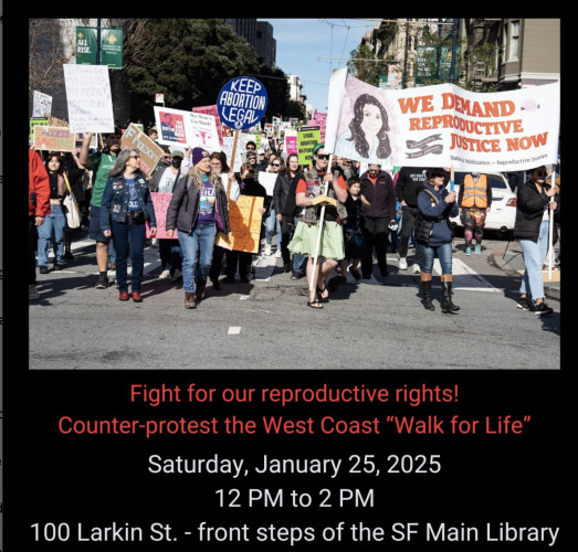 We will gather at 100 Larkin Street in San Francisco on the front steps of the SF Main Library. Near Civic Center BART.