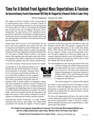 The coming to power of a fascist government in the US requires a united front of the working class and preparation of the implementation ...