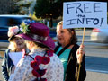 Demonstrators ask, "What about the War Crimes?" at Free Bradley Manning Protest